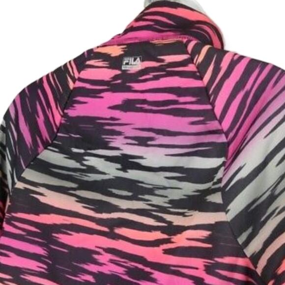 Fila Sport Performance Quarter Zip Multicolor Pink Orange Black Zebra Medium - Picture 4 of 6